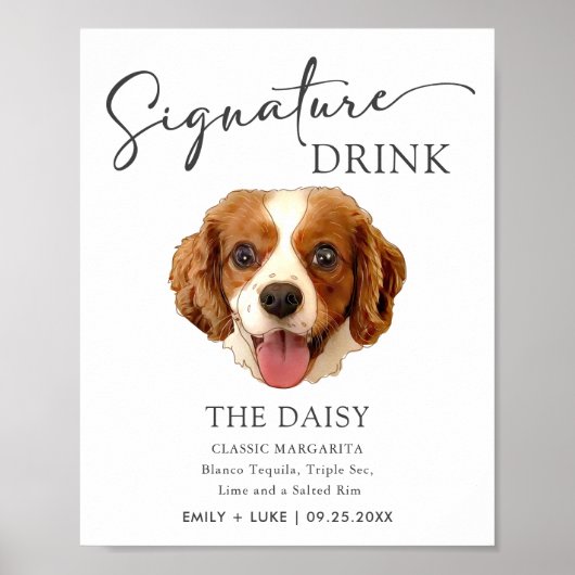 Charles Spaniel Hondenbruiloft Handtekening Drink Poster (Voorkant)