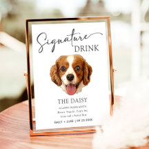 Charles Spaniel Hondenbruiloft Handtekening Drink 