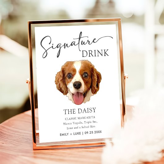 Charles Spaniel Hondenbruiloft Handtekening Drink  Poster