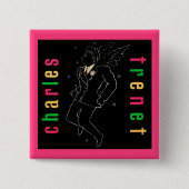 Charles Trenet Vierkante Button 5,1 Cm (Voorkant)