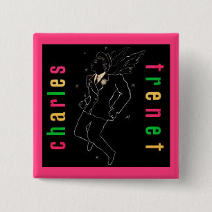 Charles Trenet Vierkante Button 5,1 Cm