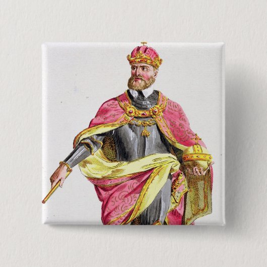 Charles V (1500-58) van 'Receuil des Estampes', re Vierkante Button 5,1 Cm (Voorkant)