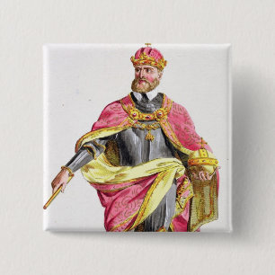 Charles V (1500-58) van 'Receuil des Estampes', re Vierkante Button 5,1 Cm