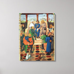 Charles VII die een document aan Joan of Arc geeft Canvas Afdruk