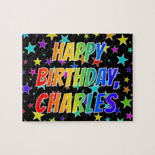 "CHARLES" Voornaam, geun "HAPPY BIRTHDAY" Legpuzzel