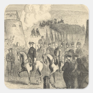 Charles XII van Zweden die Kopenhagen binnenkomt Vierkante Sticker