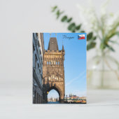 Charlesbrug oude toren & Praagse burcht Briefkaart (Staand voorkant)