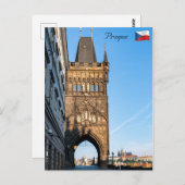 Charlesbrug oude toren & Praagse burcht Briefkaart (Voorkant / Achterkant)