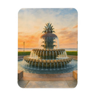 Charleston ananas fontein Waterverf zonsondergang Magneet