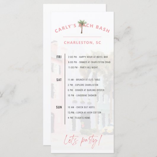 Charleston Bach Weekend Itinerary Programmakaart (Voorkant / Achterkant)