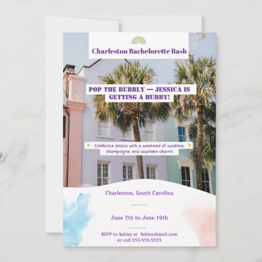 Charleston Bachelorette Bash Uitnodiging (Voorkant)
