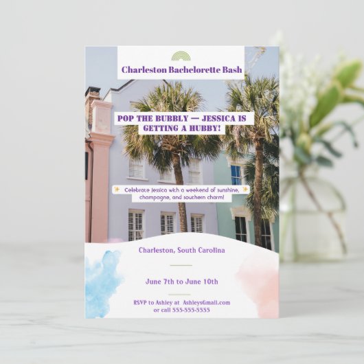 Charleston Bachelorette Bash Uitnodiging (Staand voorkant)