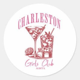 Charleston Bachelorette cocktail Ronde Sticker