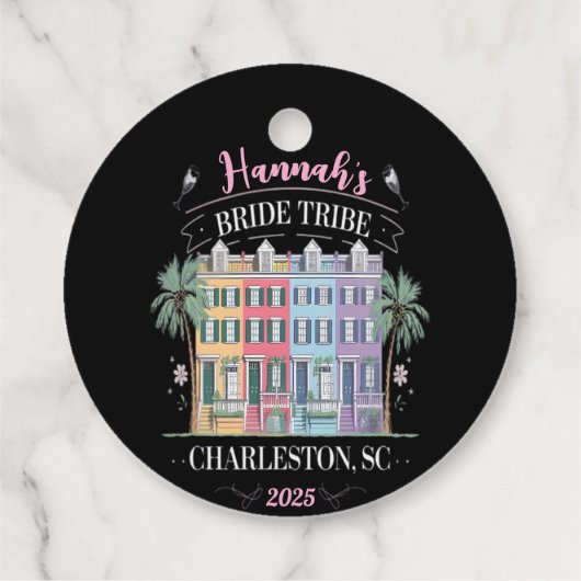 Charleston Bachelorette Party T-shirt Bedankjes Labels (Achterkant)