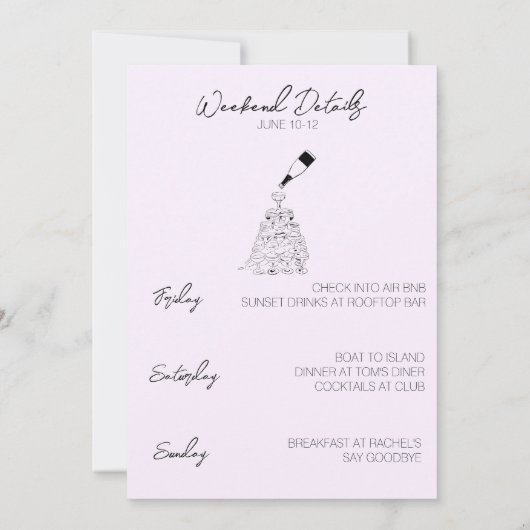 Charleston Bachelorette uitnodiging & details (Achterkant)