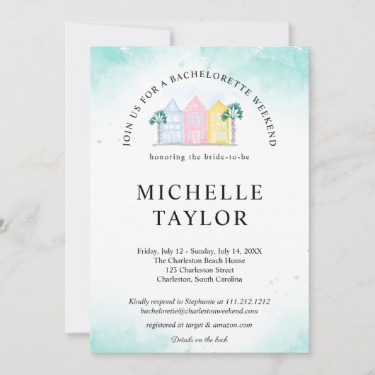 Charleston Bachelorette Weekend Itinerary Palm Kaart (Voorkant)