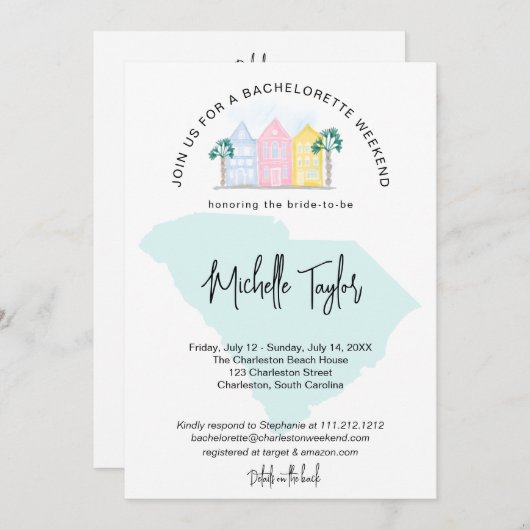 Charleston Bachelorette Weekend Kaart (Voorkant / Achterkant)