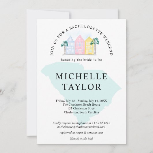 Charleston Bachelorette Weekend Kaart (Voorkant)