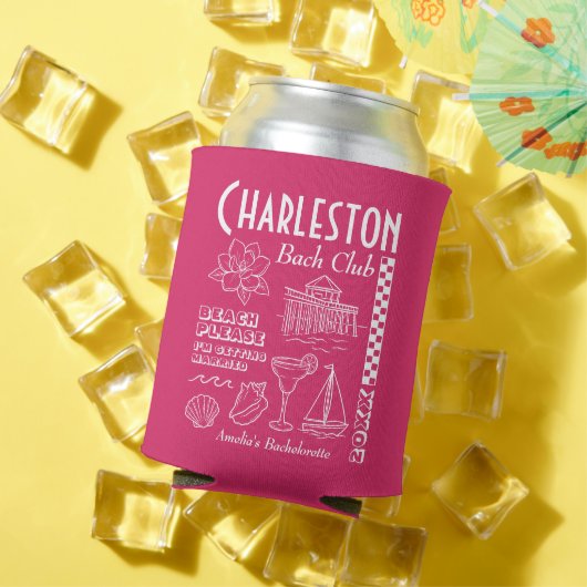 Charleston Beach Bachelorette Party Doodle Tekenin Blikjeskoeler (Insitu Zomer)
