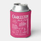 Charleston Beach Bachelorette Party Doodle Tekenin Blikjeskoeler (Blikje Voorkant)