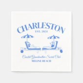Charleston Beach Blue Bachelorette Party Servet (Voorkant)