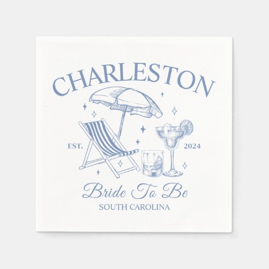 Charleston Blue Bachelorette bruid om feest te zij Servet (Voorkant)
