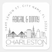 Charleston bruiloft | Afdichting van vooraf geadre Vierkante Sticker (Voorkant)