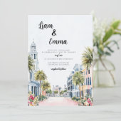 Charleston bruiloft bestemming uitnodiging (Staand voorkant)