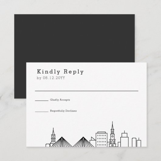 Charleston bruiloft | Gestileerde Skyline RSVP (Voorkant / Achterkant)