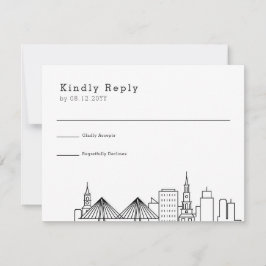 Charleston bruiloft | Gestileerde Skyline RSVP Kaartje