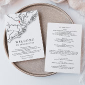 Charleston bruiloft welkom route zwart wit bedankkaart