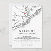 Charleston bruiloft welkom route zwart wit bedankkaart (Voorkant)