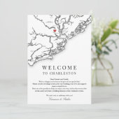 Charleston bruiloft welkom route zwart wit bedankkaart (Staand voorkant)