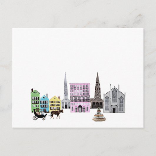 Charleston City Skyline Artwork Aankondigingskaart (Voorkant)