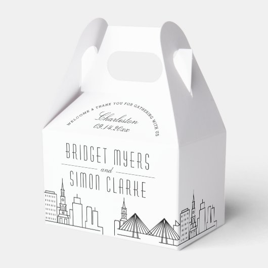 Charleston | City Skyline Wedding Favor Favor Box Bedankdoosjes (Voorkant Zijde)