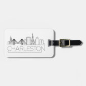 Charleston City Stylized Skyline Bagagelabel (Voorkant horizontaal)