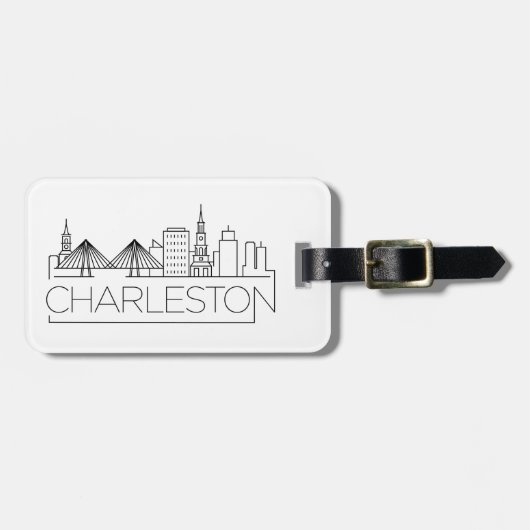 Charleston City Stylized Skyline Bagagelabel (Voorkant horizontaal)