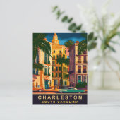 Charleston Downtown, SC, Vintage Reizen Briefkaart (Staand voorkant)