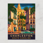 Charleston Downtown, SC, Vintage Reizen Briefkaart (Voorkant)