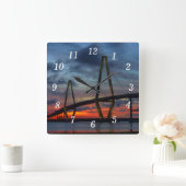 Charleston Fire Like Sunset Wall Clock Vierkante Klok (Huis)