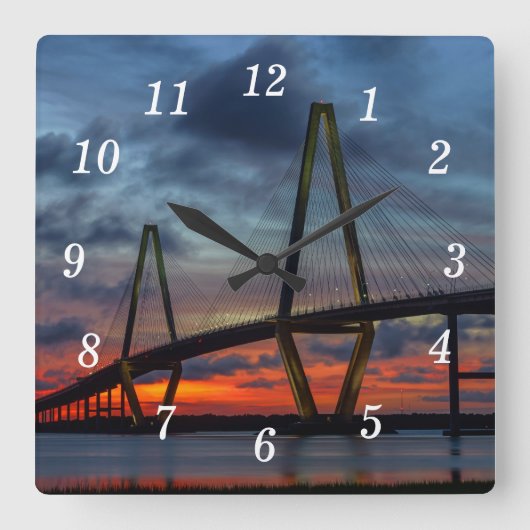 Charleston Fire Like Sunset Wall Clock Vierkante Klok (Voorkant)