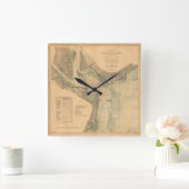 Charleston Harbor 1865 Nautical Chart Vierkante Klok (Huis)