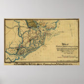  Charleston Harbor Battle Map (1865) Poster (Voorkant)