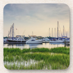 Charleston Harbor Boats Sunset Bier Onderzetter