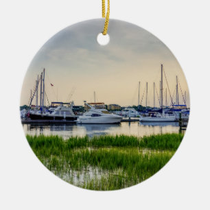 Charleston Harbor Boats Sunset Keramisch Ornament