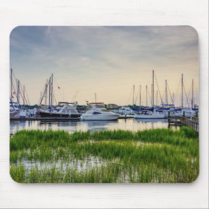 Charleston Harbor Boats Sunset Muismat
