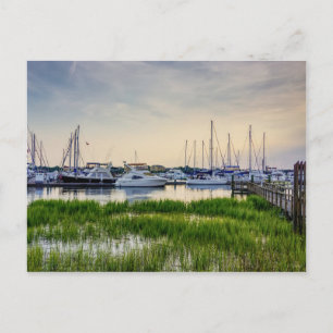 Charleston Harbour Boats Sunset Blank Post Kaart
