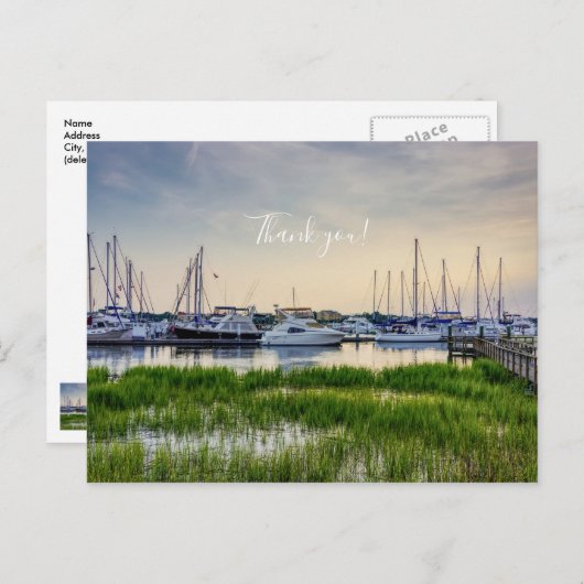 Charleston Harbour Boats Sunset Dank u Briefkaart (Voorkant / Achterkant)