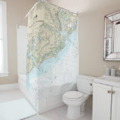 Charleston Harbour en nadert nautische kaart Douchegordijn (In situ)