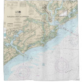 Charleston Harbour en nadert nautische kaart Douchegordijn (Voorkant)